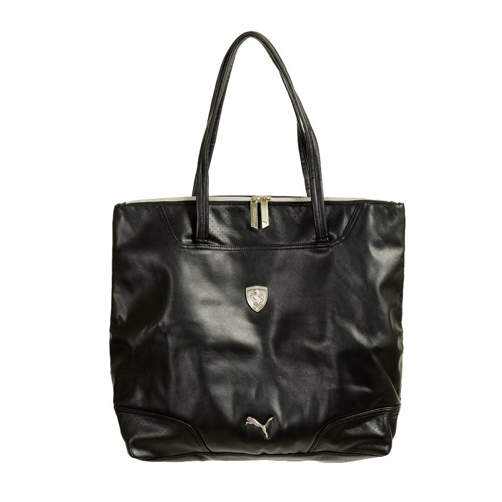 Scuderia Ferrari X Puma Unisex Logo Black Large Tote Shopper Shoulder Bag